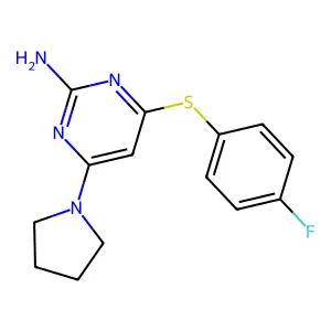 4-[(4-Fluorophenyl)sulfanyl]-6-(1-pyrrolidinyl)-2-pyrimidinylamine structure