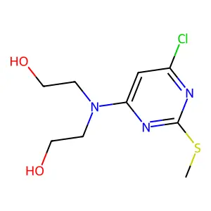 2-((6-Chloro-2-(methylsulfanyl)-4-pyrimidinyl)(2-hydroxyethyl)amino)-1-ethanol structure