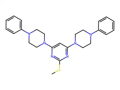 2-(Methylsulfanyl)-4,6-bis(4-phenylpiperazino)pyrimidine structure