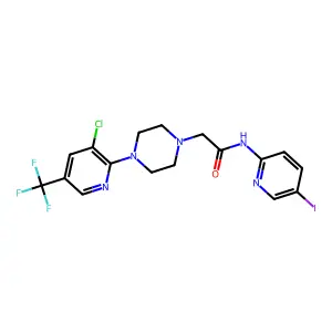 2-{4-[3-chloro-5-(trifluoromethyl)pyridin-2-yl]piperazin-1-yl}-N-(5-iodopyridin-2-yl)acetamide structure