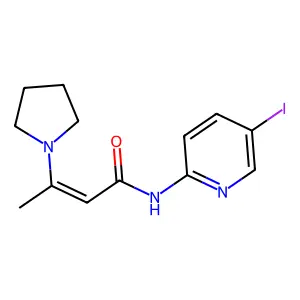 N-(5-iodo-2-pyridinyl)-3-pyrrolidin-1-ylbut-2-enamide structure