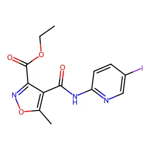 Ethyl 4-[(5-iodopyridin-2-yl)carbamoyl]-5-methyl-1,2-oxazole-3-carboxylate structure