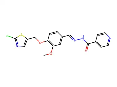 N'-((E)-{4-[(2-chloro-1,3-thiazol-5-yl)methoxy]-3-methoxyphenyl}methylidene)isonicotinohydrazide structure