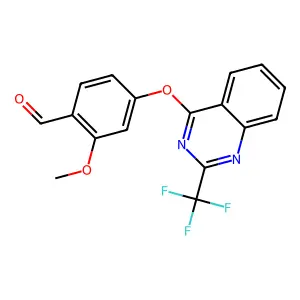 2-Methoxy-4-{[2-(trifluoromethyl)-4-quinazolinyl]oxy}benzenecarbaldehyde structure