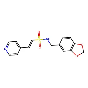 N-(1,3-benzodioxol-5-ylmethyl)-2-pyridin-4-ylethenesulfonamide structure