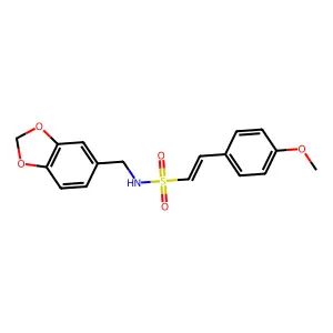N-(1,3-benzodioxol-5-ylmethyl)-2-(4-methoxyphenyl)ethenesulfonamide structure