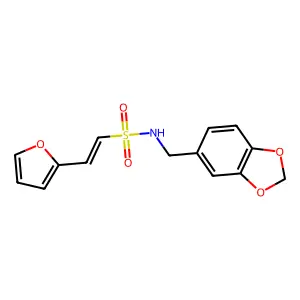 N-(1,3-benzodioxol-5-ylmethyl)-2-(furan-2-yl)ethenesulfonamide structure