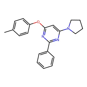 4-Methylphenyl 2-phenyl-6-(1-pyrrolidinyl)-4-pyrimidinyl ether structure