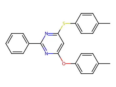 4-(4-Methylphenoxy)-6-[(4-methylphenyl)sulfanyl]-2-phenylpyrimidine structure