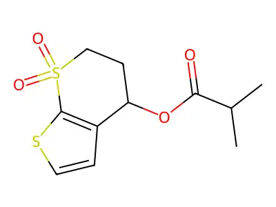 (7,7-dioxo-5,6-dihydro-4H-thieno[2,3-b]thiopyran-4-yl) 2-methylpropanoate structure