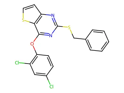 2-(Benzylsulfanyl)-4-(2,4-dichlorophenoxy)thieno[3,2-d]pyrimidine structure