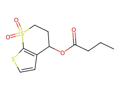(7,7-dioxo-5,6-dihydro-4H-thieno[2,3-b]thiopyran-4-yl) butanoate structure