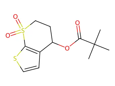 (7,7-dioxo-5,6-dihydro-4H-thieno[2,3-b]thiopyran-4-yl) 2,2-dimethylpropanoate structure