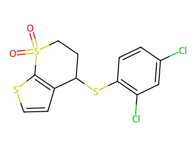 4-(2,4-dichlorophenyl)sulfanyl-5,6-dihydro-4H-thieno[2,3-b]thiopyran 7,7-dioxide structure