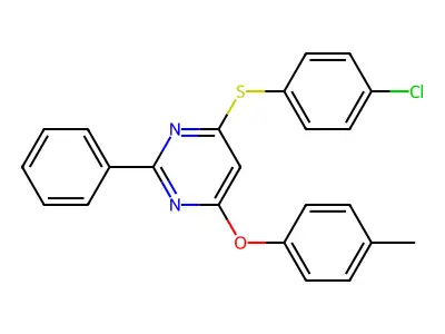 6-[(4-Chlorophenyl)sulfanyl]-2-phenyl-4-pyrimidinyl 4-methylphenyl ether structure