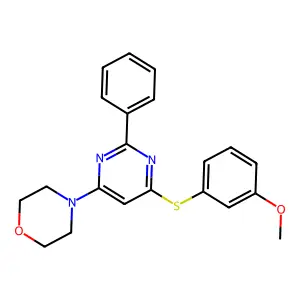 4-{6-[(3-Methoxyphenyl)sulfanyl]-2-phenyl-4-pyrimidinyl}morpholine structure