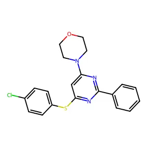 4-{6-[(4-Chlorophenyl)sulfanyl]-2-phenyl-4-pyrimidinyl}morpholine structure