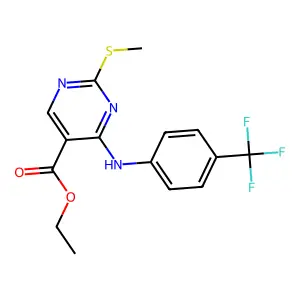 Ethyl 2-(methylsulfanyl)-4-[4-(trifluoromethyl)anilino]-5-pyrimidinecarboxylate structure