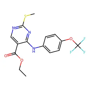 Ethyl 2-(methylsulfanyl)-4-[4-(trifluoromethoxy)anilino]-5-pyrimidinecarboxylate structure