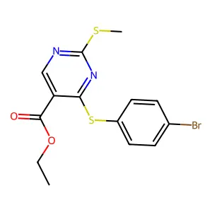 Ethyl 4-[(4-bromophenyl)sulfanyl]-2-(methylsulfanyl)-5-pyrimidinecarboxylate structure
