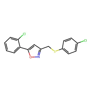 5-(2-Chlorophenyl)-3-{[(4-chlorophenyl)sulfanyl]methyl}isoxazole structure
