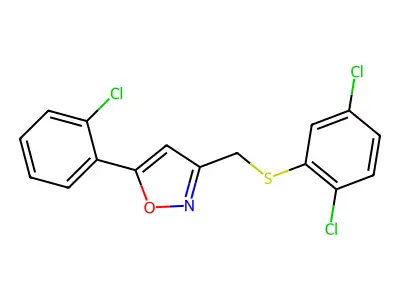 5-(2-Chlorophenyl)-3-{[(2,5-dichlorophenyl)sulfanyl]methyl}isoxazole structure