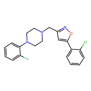 1-{[5-(2-Chlorophenyl)-3-isoxazolyl]methyl}-4-(2-fluorophenyl)piperazine structure
