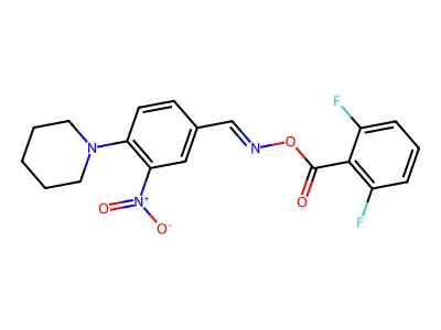 [(3-Nitro-4-piperidin-1-ylphenyl)methylideneamino] 2,6-difluorobenzoate structure