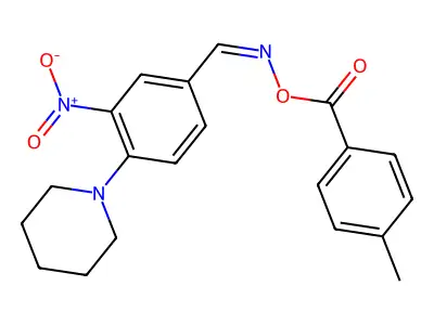 N-[(4-methylbenzoyl)oxy]-N-[(Z)-(3-nitro-4-piperidinophenyl)methylidene]amine structure