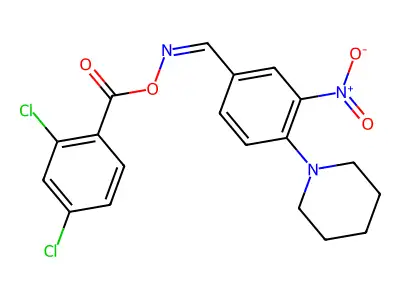 [(3-nitro-4-piperidin-1-ylphenyl)methylideneamino] 2,4-dichlorobenzoate structure