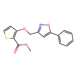 Methyl 3-[(5-phenyl-3-isoxazolyl)methoxy]-2-thiophenecarboxylate structure