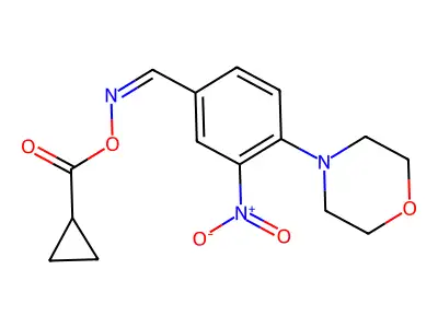 [(4-Morpholin-4-yl-3-nitrophenyl)methylideneamino] cyclopropanecarboxylate structure