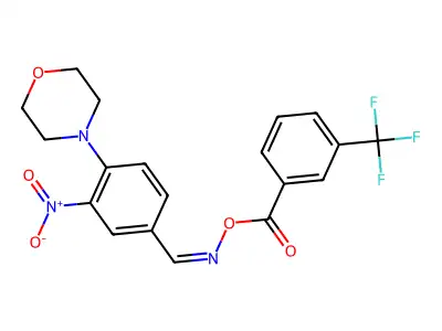 [(4-Morpholin-4-yl-3-nitrophenyl)methylideneamino] 3-(trifluoromethyl)benzoate structure