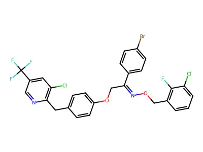1-(4-bromophenyl)-N-[(3-chloro-2-fluorophenyl)methoxy]-2-[4-[[3-chloro-5-(trifluoromethyl)pyridin-2-yl]methyl]phenoxy]ethanimine structure