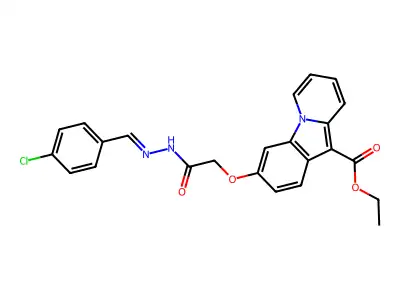 ethyl 3-(2-{2-[(E)-(4-chlorophenyl)methylidene]hydrazino}-2-oxoethoxy)pyrido[1,2-a]indole-10-carboxylate structure