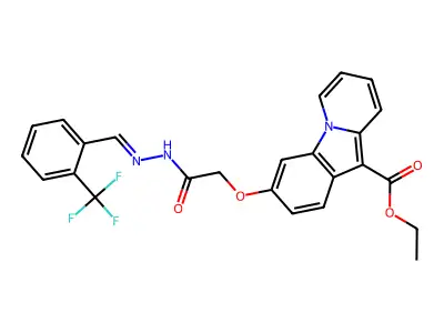 ethyl 3-[2-oxo-2-(2-{(E)-[2-(trifluoromethyl)phenyl]methylidene}hydrazino)ethoxy]pyrido[1,2-a]indole-10-carboxylate structure