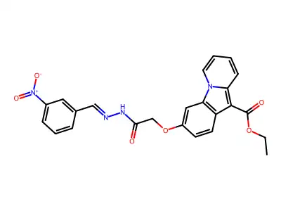 ethyl 3-(2-{2-[(E)-(3-nitrophenyl)methylidene]hydrazino}-2-oxoethoxy)pyrido[1,2-a]indole-10-carboxylate structure