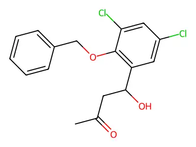4-[2-(Benzyloxy)-3,5-dichlorophenyl]-4-hydroxy-2-butanone structure