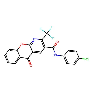 N-(4-chlorophenyl)-5-oxo-2-(trifluoromethyl)-5H-chromeno[2,3-b]pyridine-3-carboxamide structure