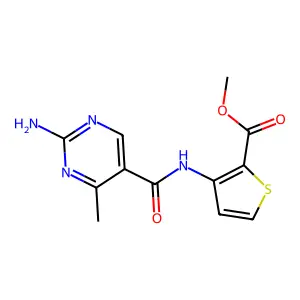 methyl 3-{[(2-amino-4-methyl-5-pyrimidinyl)carbonyl]amino}-2-thiophenecarboxylate structure