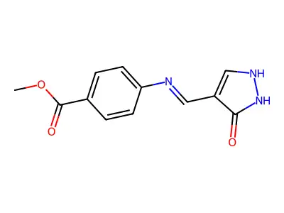 methyl 4-{[(5-oxo-1,5-dihydro-4H-pyrazol-4-yliden)methyl]amino}benzenecarboxylate structure