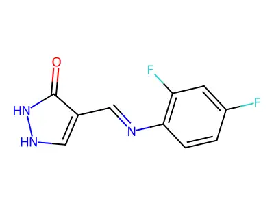 4-[(2,4-difluoroanilino)methylene]-2,4-dihydro-3H-pyrazol-3-one structure