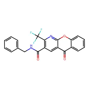 N-benzyl-5-oxo-2-(trifluoromethyl)-5H-chromeno[2,3-b]pyridine-3-carboxamide structure