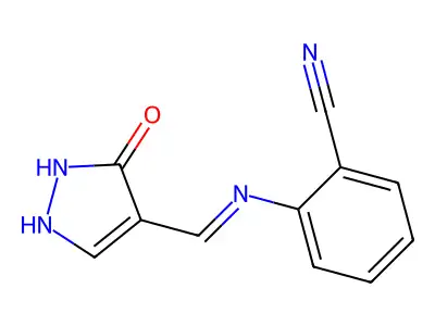 2-{[(5-oxo-1,5-dihydro-4H-pyrazol-4-yliden)methyl]amino}benzenecarbonitrile structure