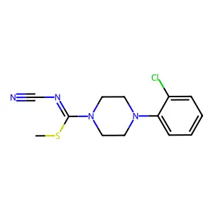 methyl 4-(2-chlorophenyl)-N-cyanotetrahydro-1(2H)-pyrazinecarbimidothioate structure