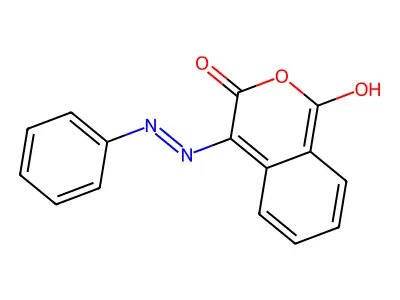 1H-isochromene-1,3,4-trione 4-(N-phenylhydrazone) structure
