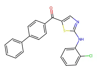 [1,1'-Biphenyl]-4-yl[2-(2-chloroanilino)-1,3-thiazol-5-yl]methanone structure