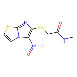 N-methyl-2-[(5-nitroimidazo[2,1-b][1,3]thiazol-6-yl)sulfanyl]acetamide structure