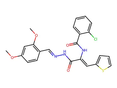 2-[(2-Chlorobenzoyl)amino]-3-(2-thienyl)-2-propenoic acid 2-[(2,4-dimethoxyphenyl)methylene]hydrazide structure