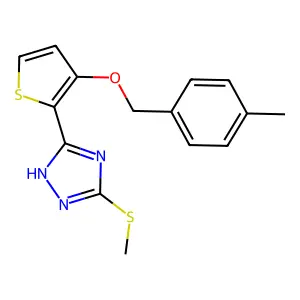 5-[3-[(4-methylphenyl)methoxy]-2-thiophenyl]-3-(methylthio)-1H-1,2,4-triazole structure